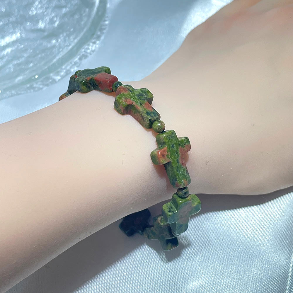 Natural Gemstone Cross Bracelet | A Symbol of Faith & Protection