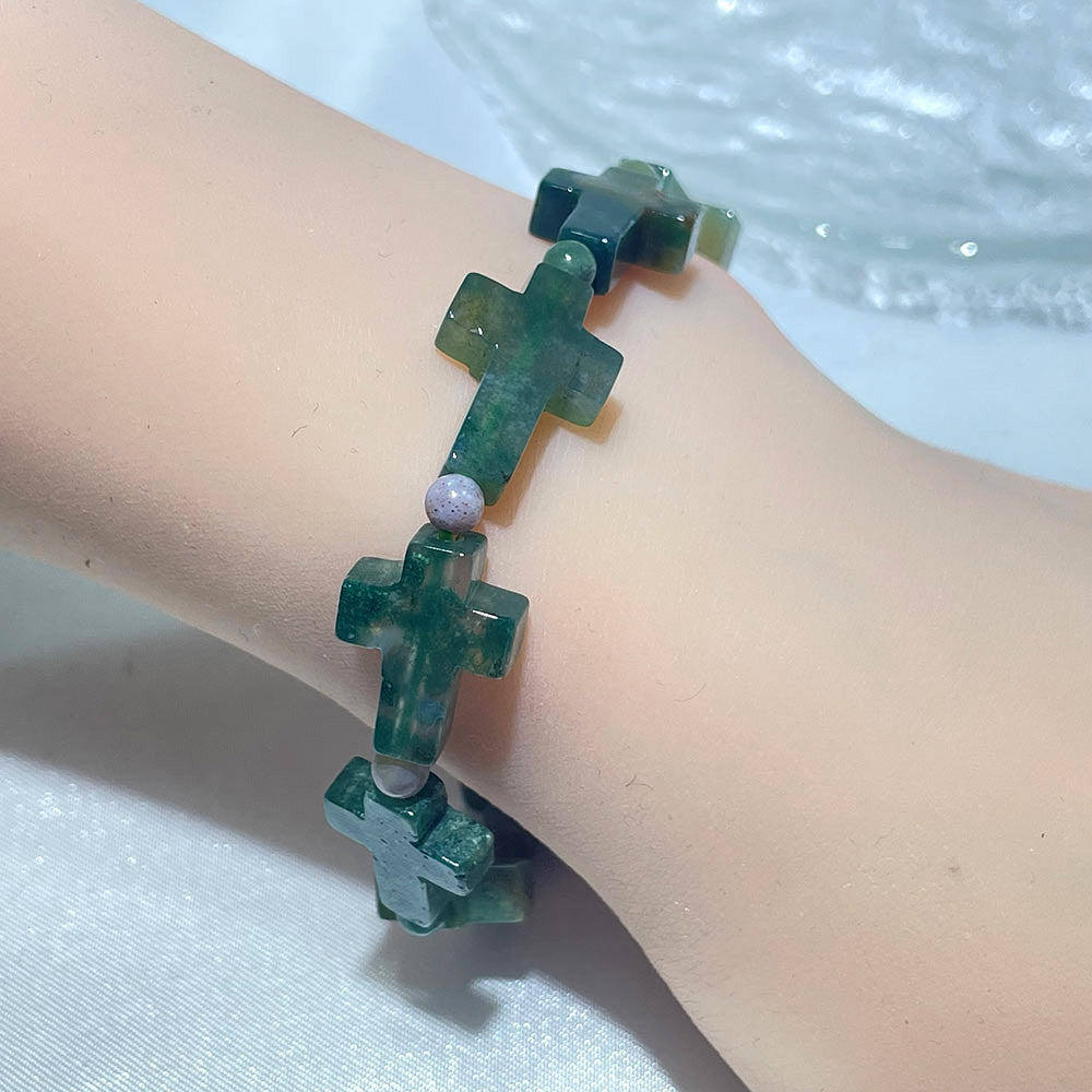 Natural Gemstone Cross Bracelet | A Symbol of Faith & Protection