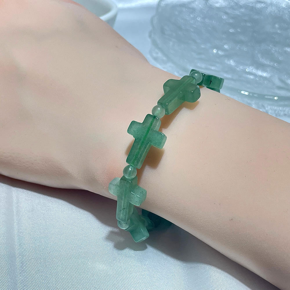 Natural Gemstone Cross Bracelet | A Symbol of Faith & Protection