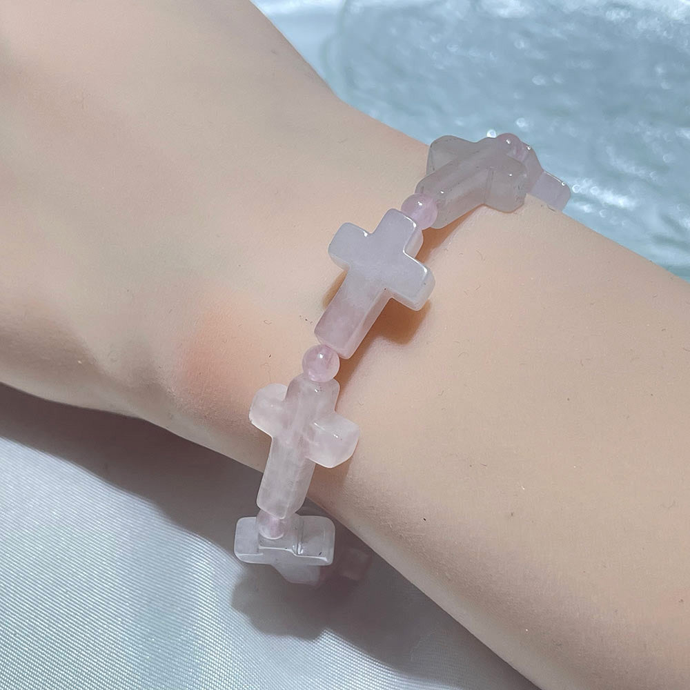 Natural Gemstone Cross Bracelet | A Symbol of Faith & Protection