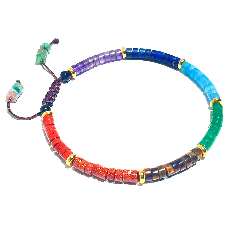 Adjustable 7 Chakra Gemstone Bracelet for Men & Women