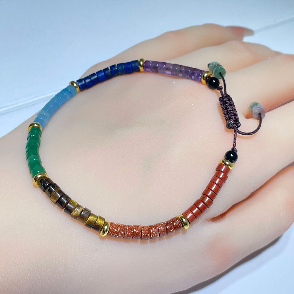 Adjustable 7 Chakra Gemstone Bracelet for Men & Women