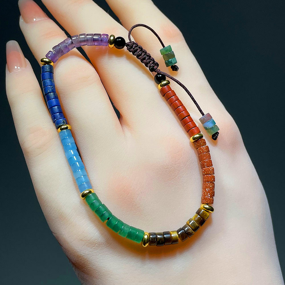 Adjustable 7 Chakra Gemstone Bracelet for Men & Women