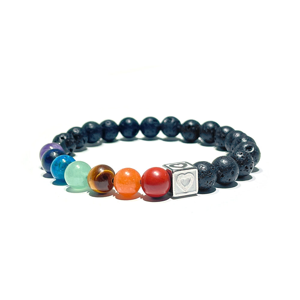 7 Chakra Healing Bracelet with Lava Stone Beads