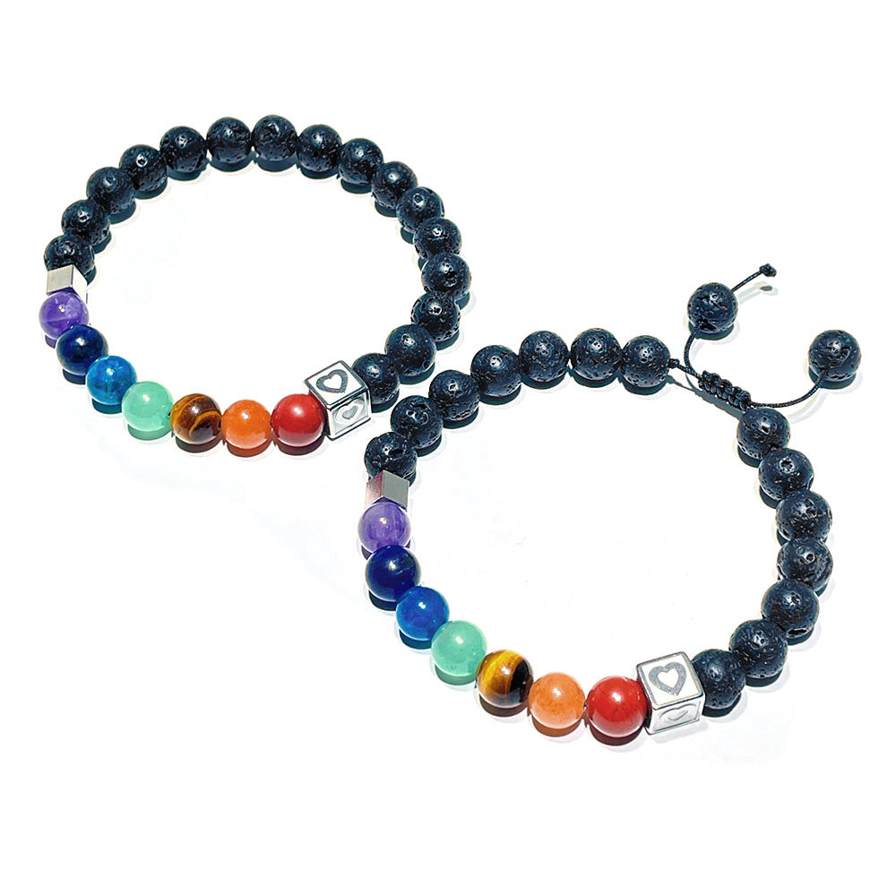 7 Chakra Healing Bracelet with Lava Stone Beads