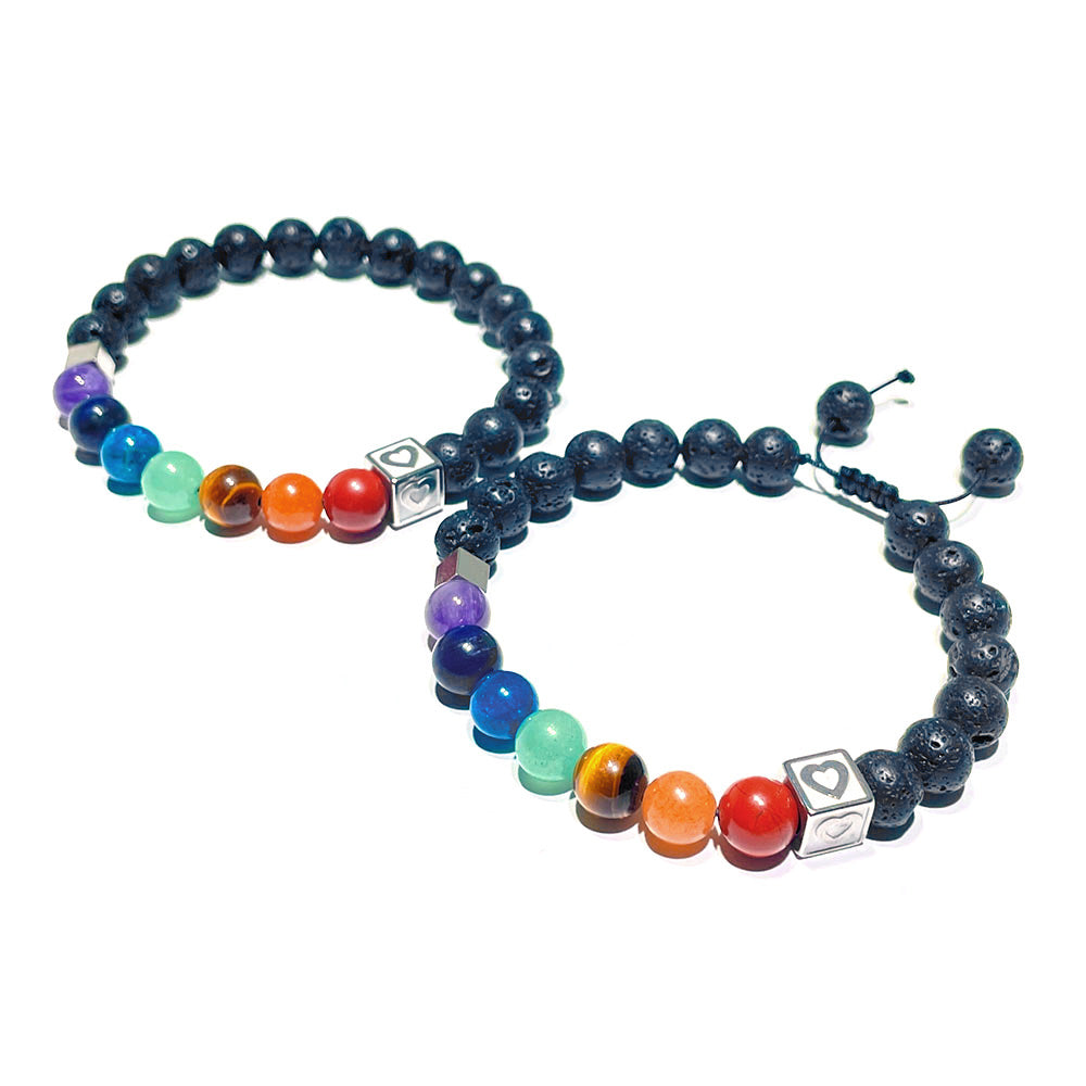 7 Chakra Healing Bracelet with Lava Stone Beads