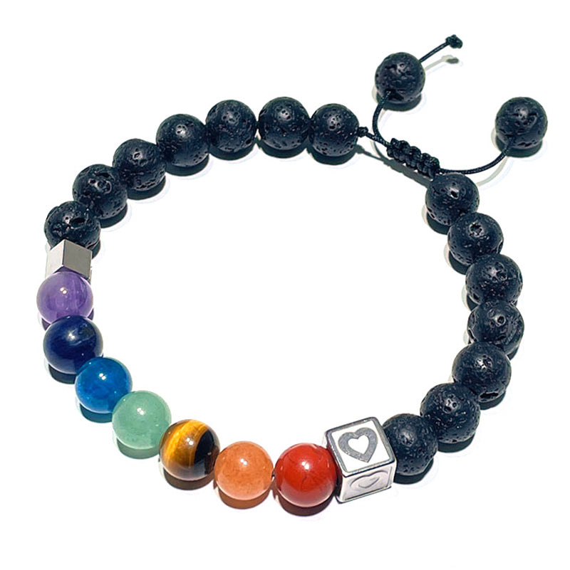 7 Chakra Healing Bracelet with Lava Stone Beads