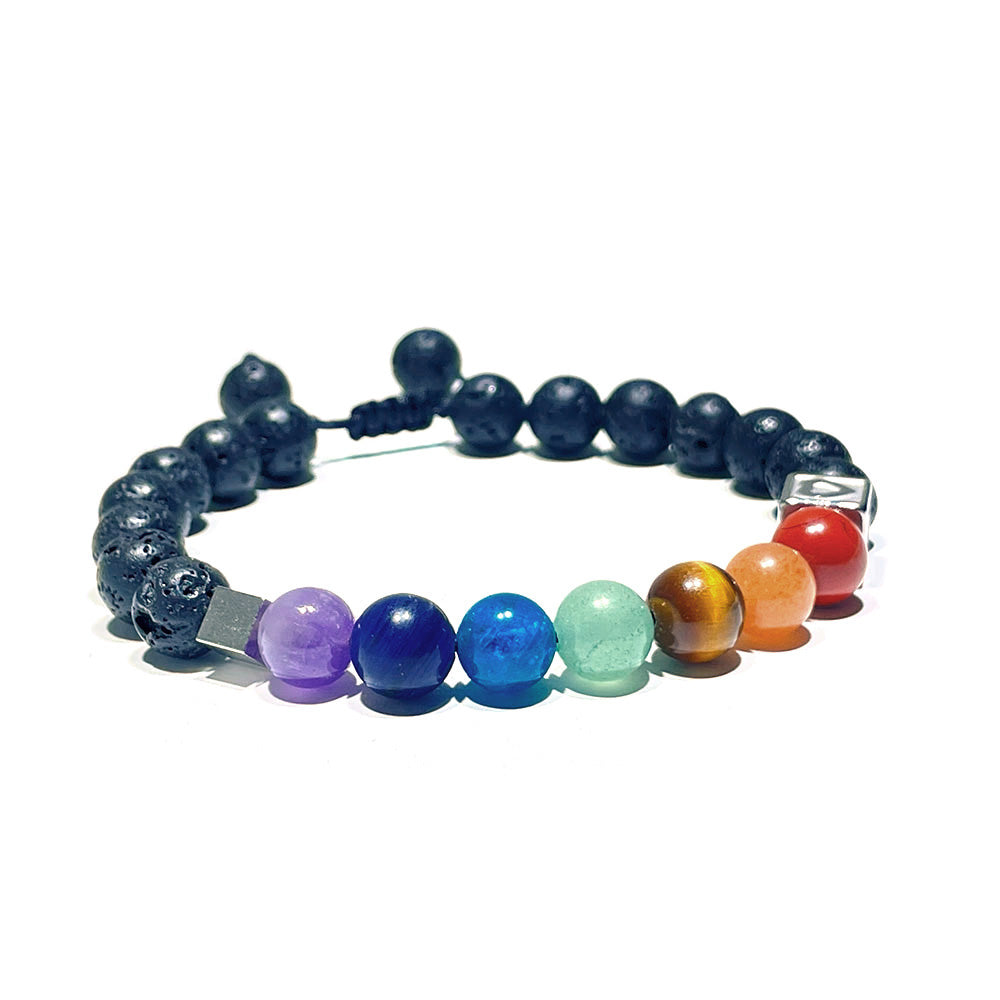 7 Chakra Healing Bracelet with Lava Stone Beads