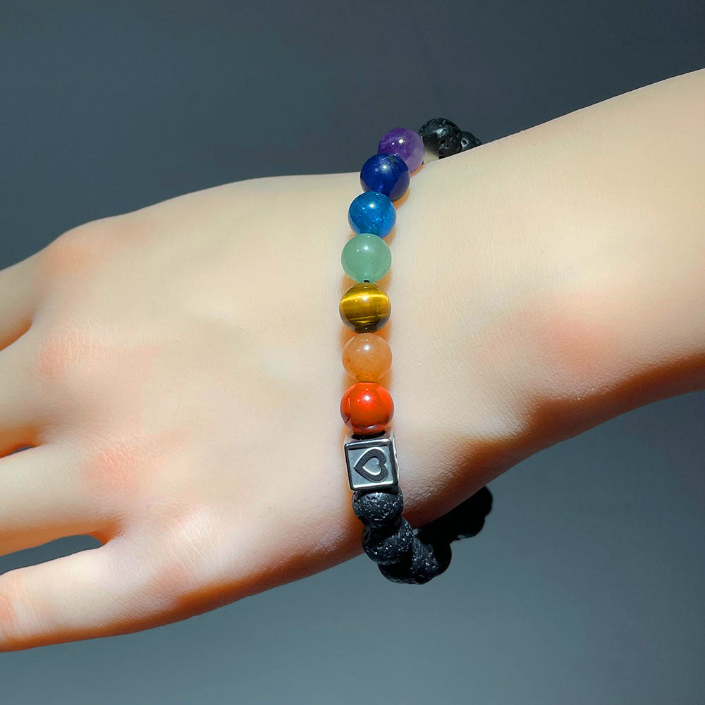 7 Chakra Healing Bracelet with Lava Stone Beads