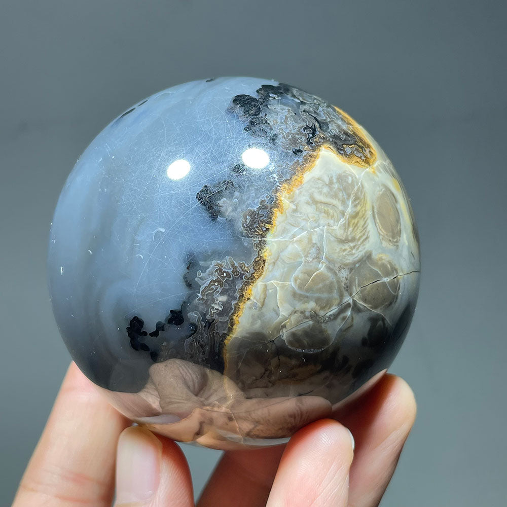 UV Reactive Volcanic Agate Sphere - A World of Hidden Light