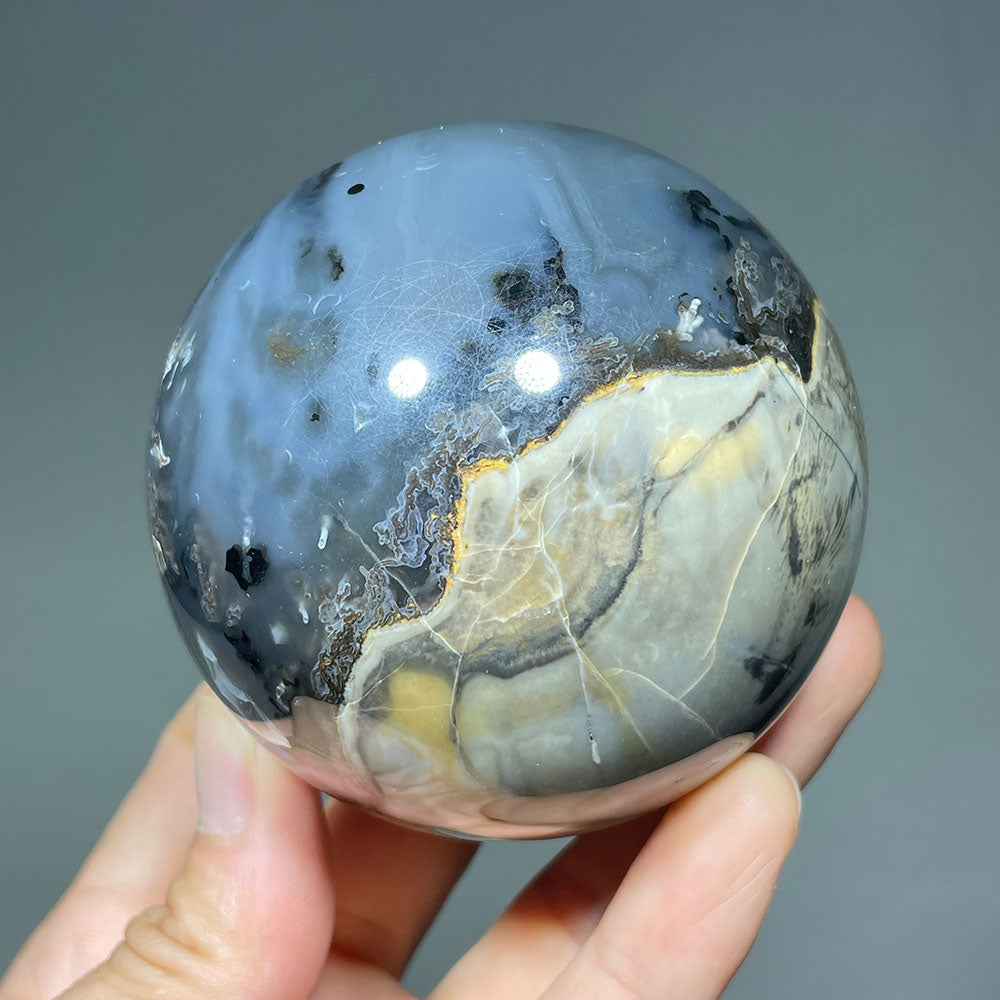 UV Reactive Volcanic Agate Sphere - A World of Hidden Light