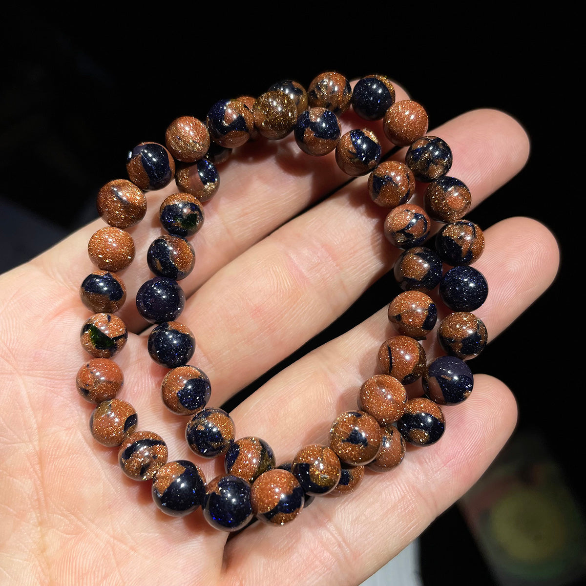 Golden Blue Sandstone Bead Bracelet
