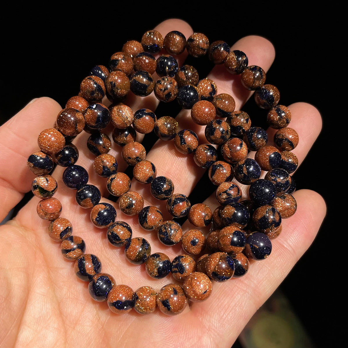 Golden Blue Sandstone Bead Bracelet
