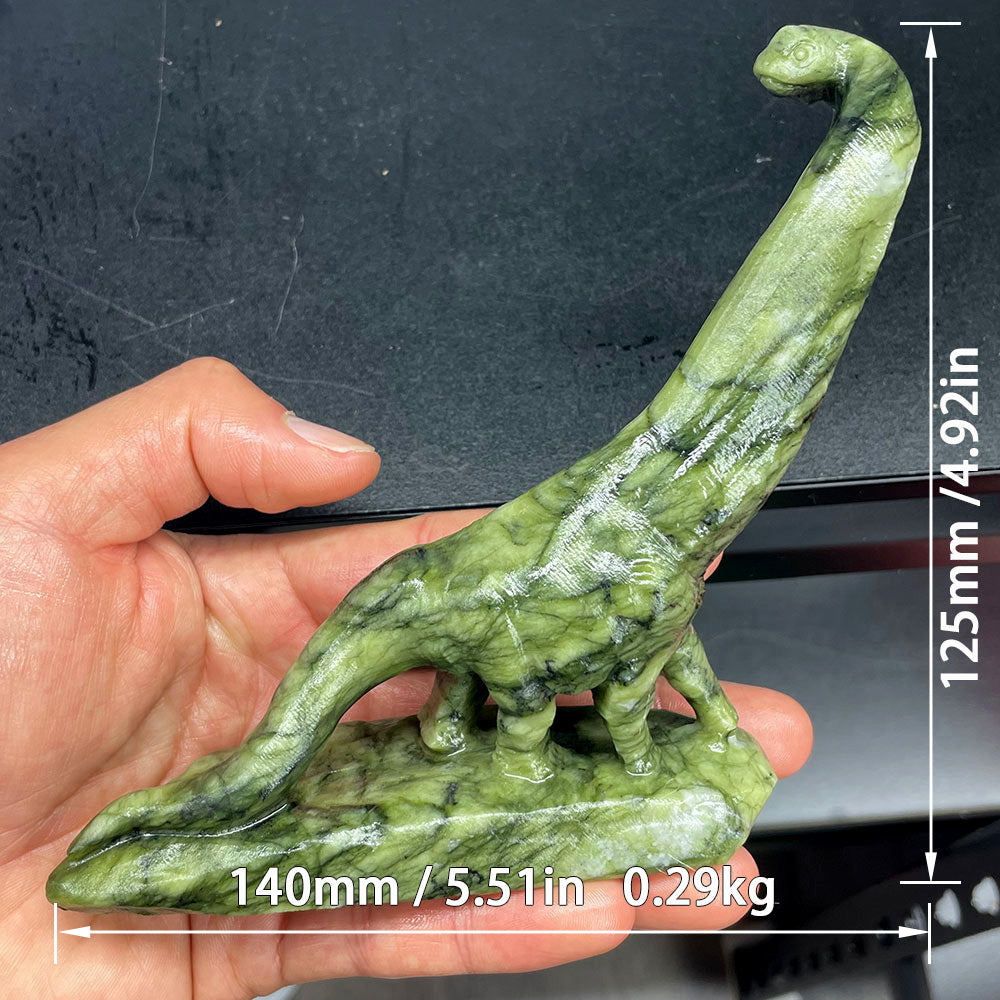 Hand-Carved Crystal Brachiosaurus Statue – Natural Yooperlite & Serpentine Stone