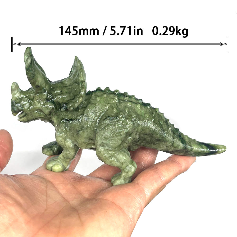 5.7" Realistic Stone Dinosaur Statue – Detailed Triceratops Mineral Specimen