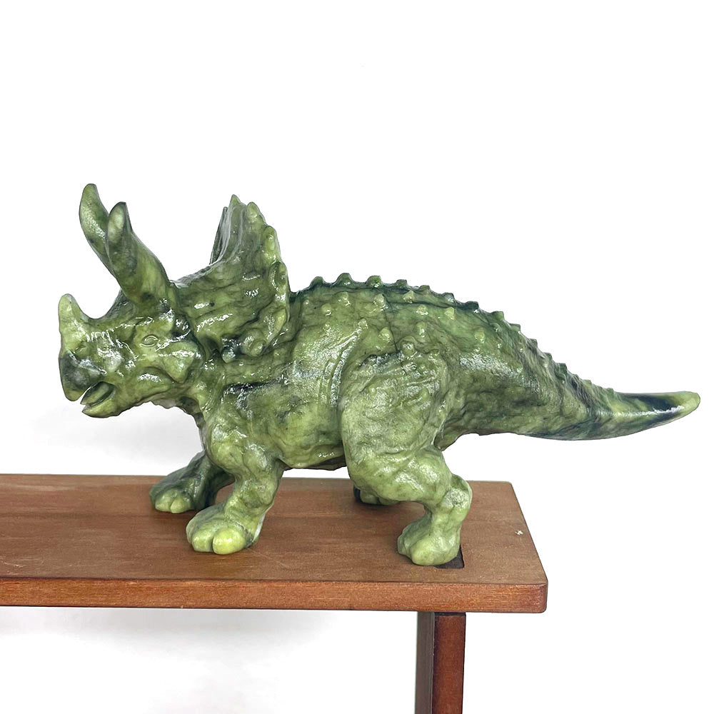 5.7" Realistic Stone Dinosaur Statue – Detailed Triceratops Mineral Specimen