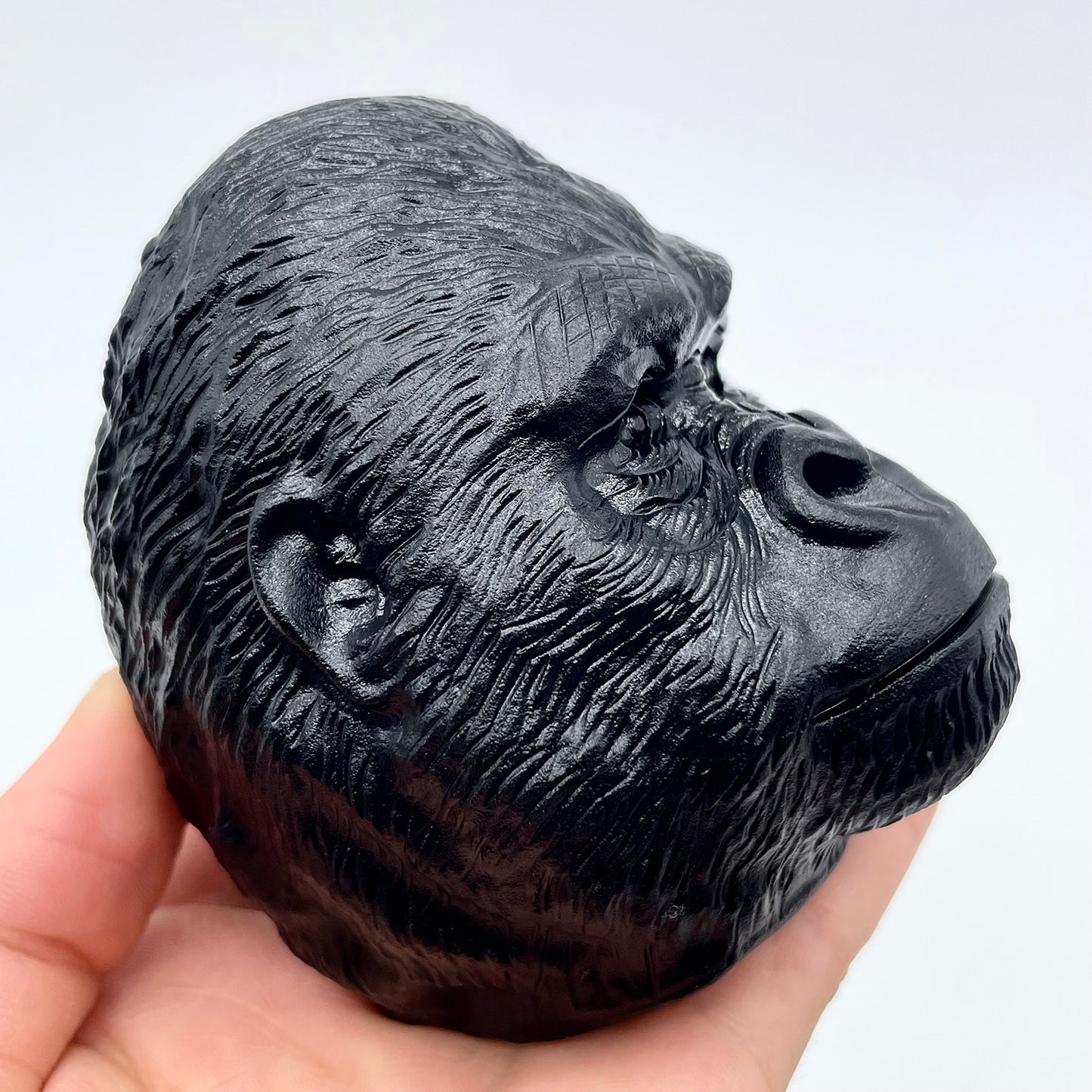 Black Obsidian Gorilla King Kong Crystals Figurine Healing Stone Collectible