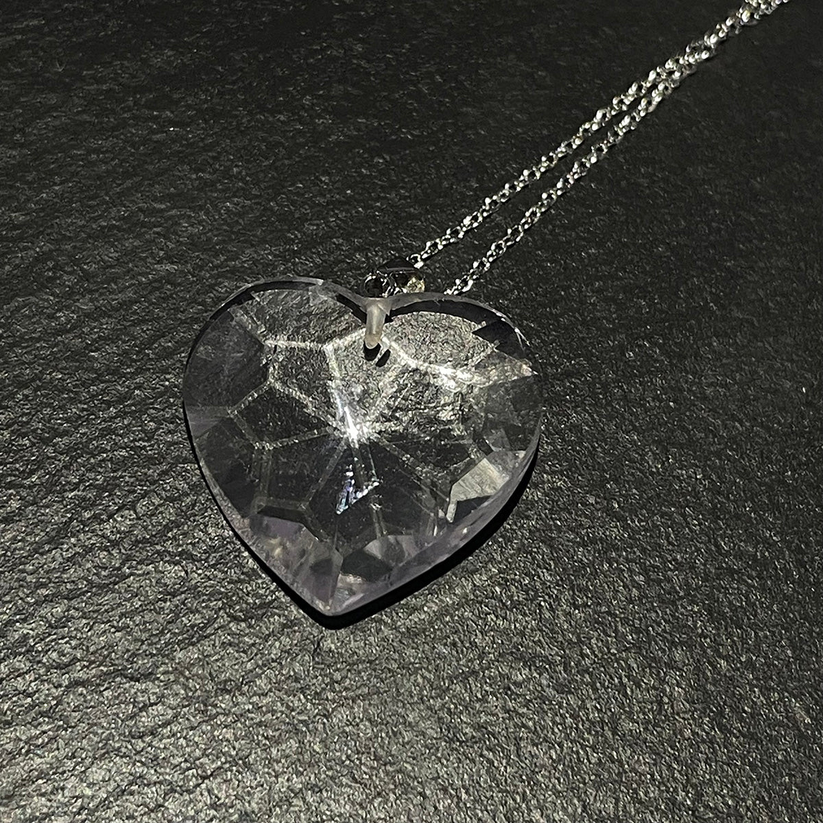 Clear Quartz Heart Pendant Sterling Silver 925 Necklace
