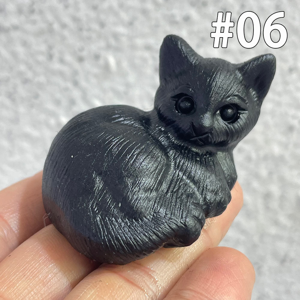 The Perfect Gift for Cat Lovers | Black Obsidian Crystal Cat
