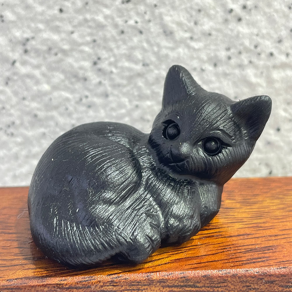 The Perfect Gift for Cat Lovers | Black Obsidian Crystal Cat