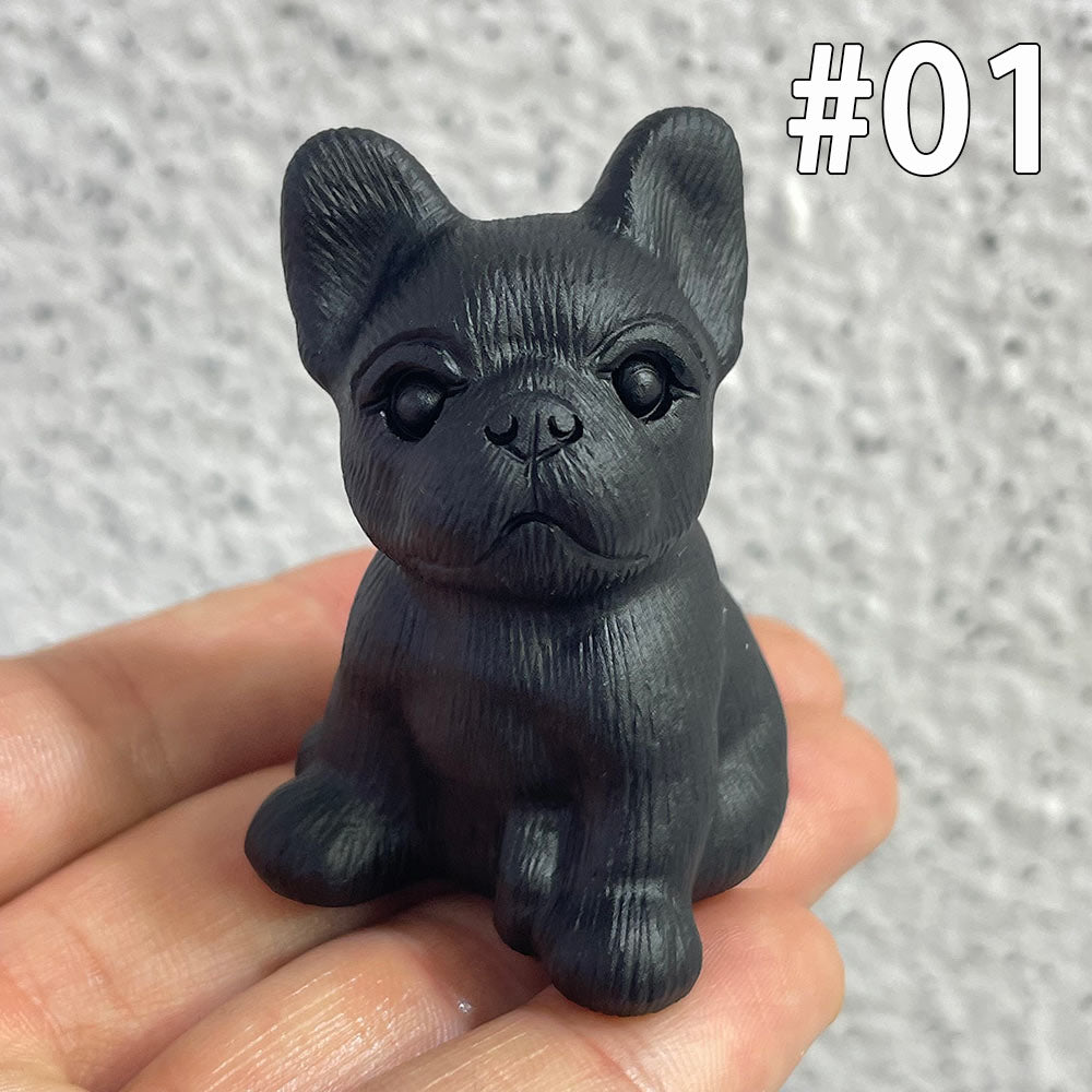 Natural Black Obsidian Dog Carving | Crystal Animal Totem