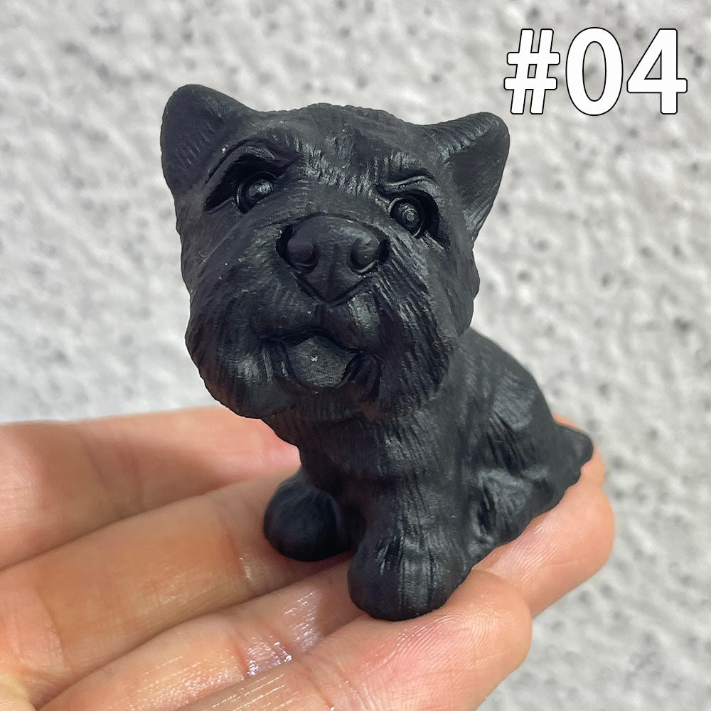 Natural Black Obsidian Dog Carving | Crystal Animal Totem