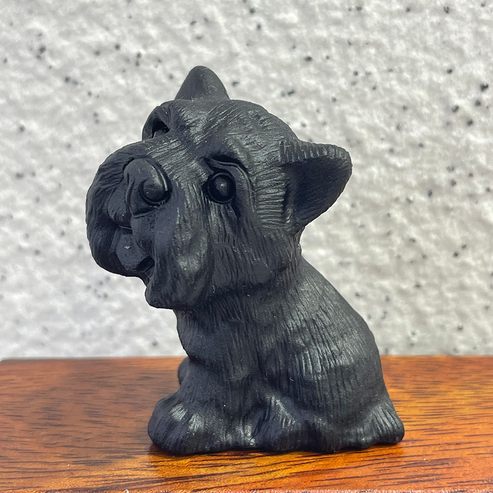 Natural Black Obsidian Dog Carving | Crystal Animal Totem