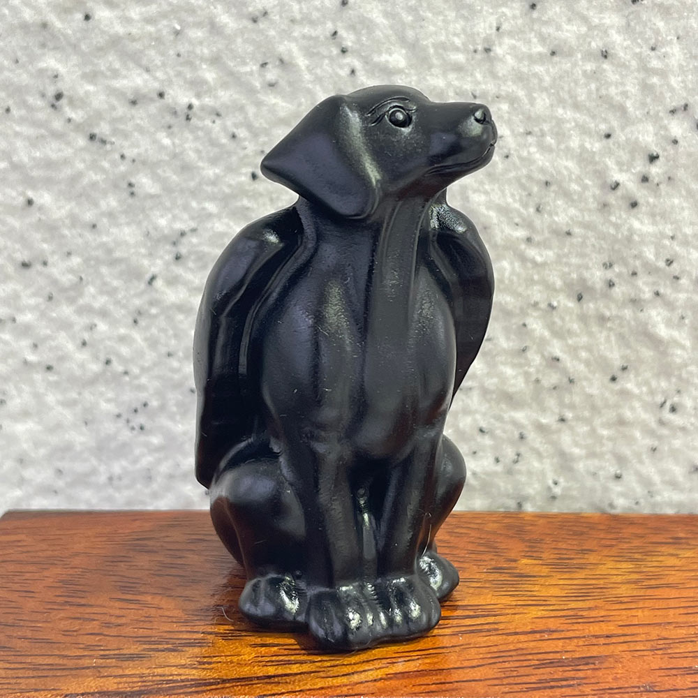Natural Black Obsidian Dog Carving | Crystal Animal Totem