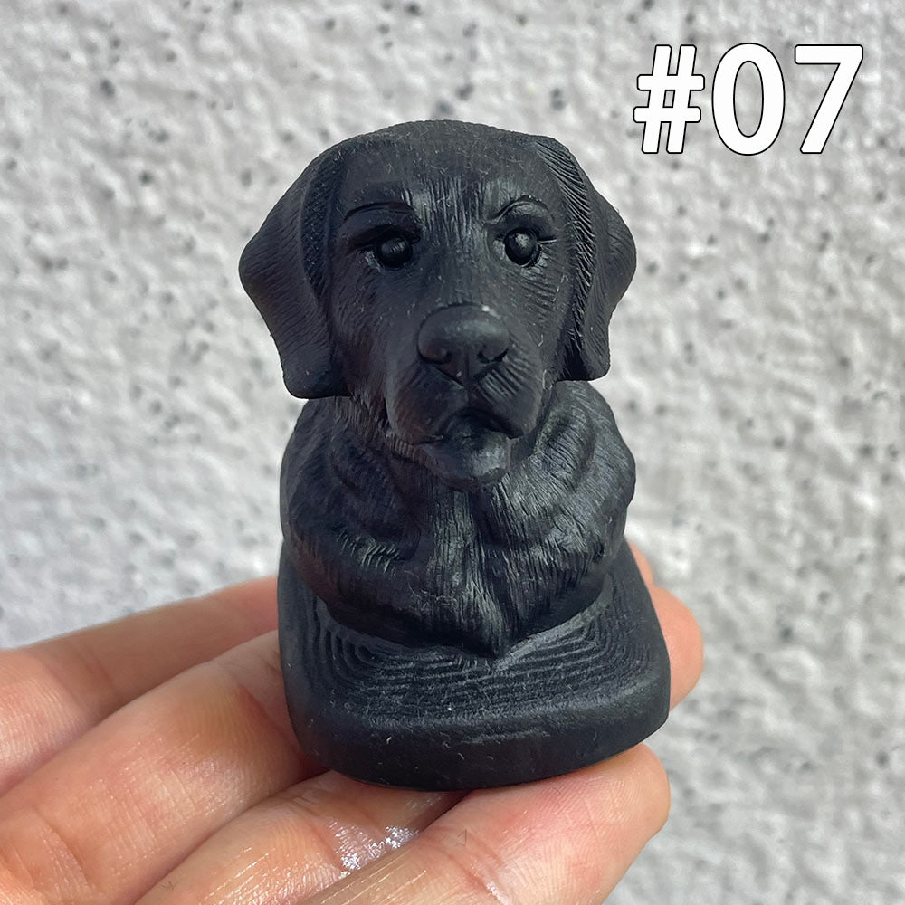 Natural Black Obsidian Dog Carving | Crystal Animal Totem