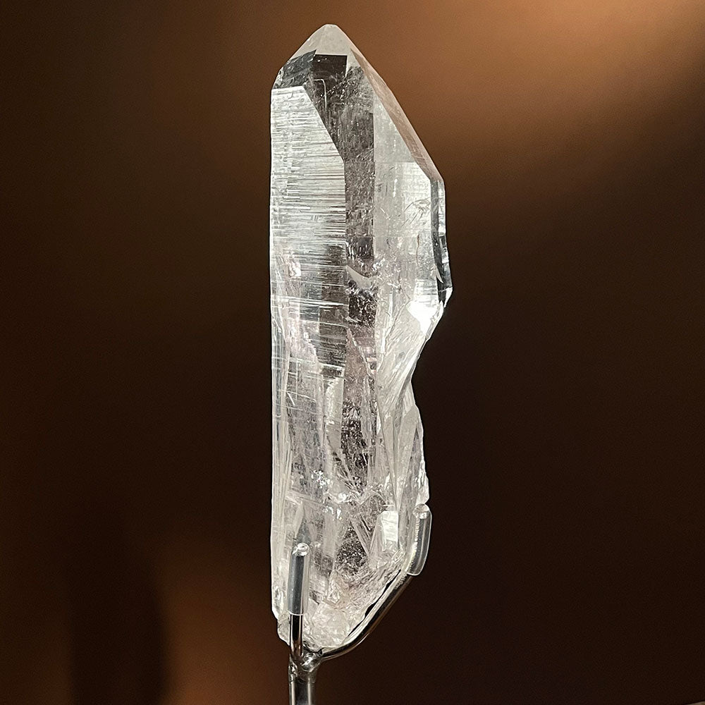 Natural Indian Himalayan Quartz Crystal (135mm) - Deep Growth Striations