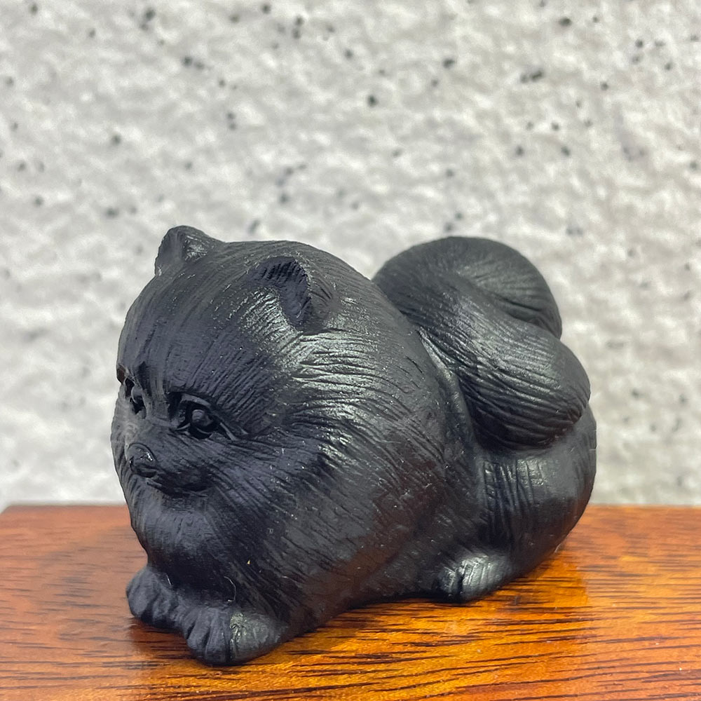 Natural Black Obsidian Dog Carving | Crystal Animal Totem