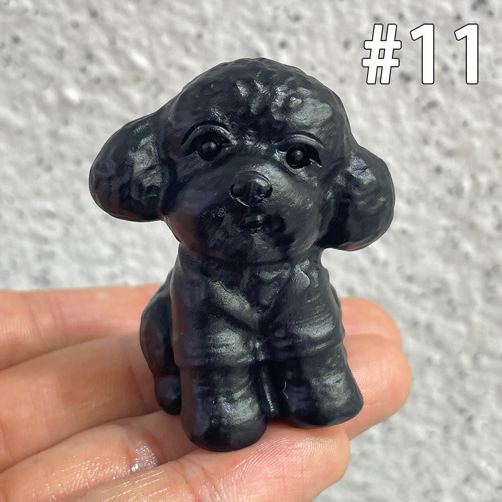 Natural Black Obsidian Dog Carving | Crystal Animal Totem