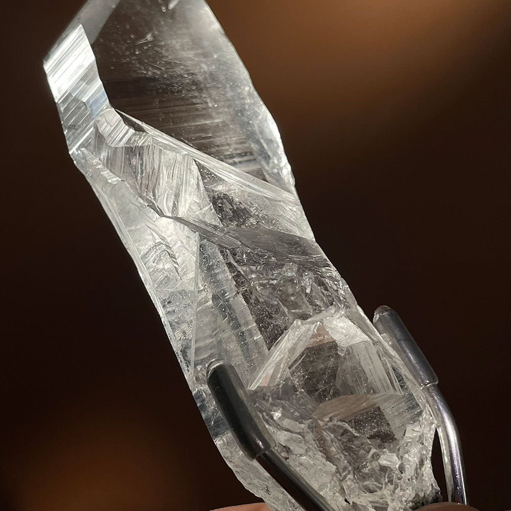 Natural Indian Himalayan Quartz Crystal (135mm) - Deep Growth Striations