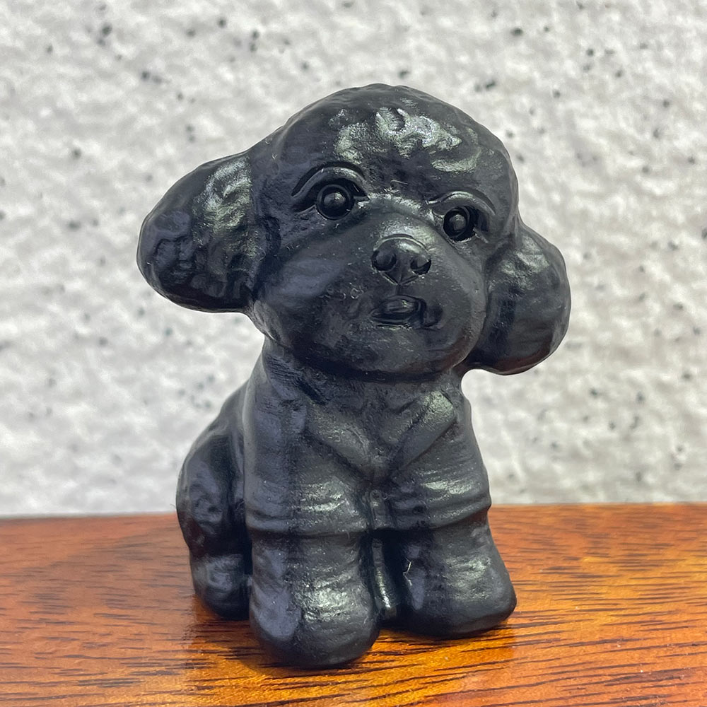 Natural Black Obsidian Dog Carving | Crystal Animal Totem