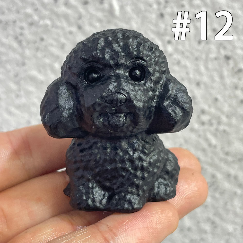 Natural Black Obsidian Dog Carving | Crystal Animal Totem