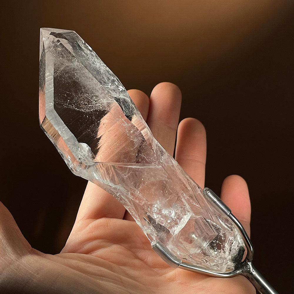 Natural Indian Himalayan Quartz Crystal (135mm) - Deep Growth Striations