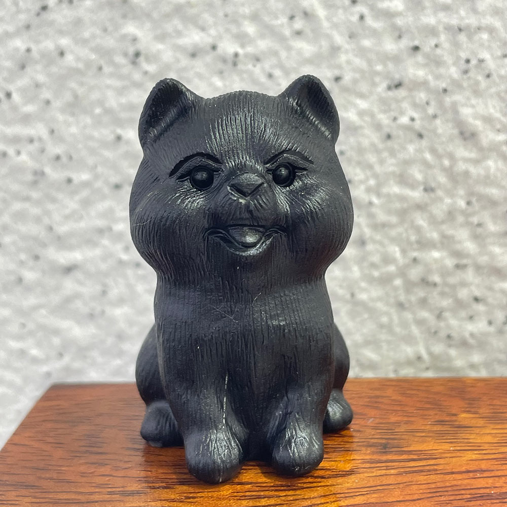 Natural Black Obsidian Dog Carving | Crystal Animal Totem