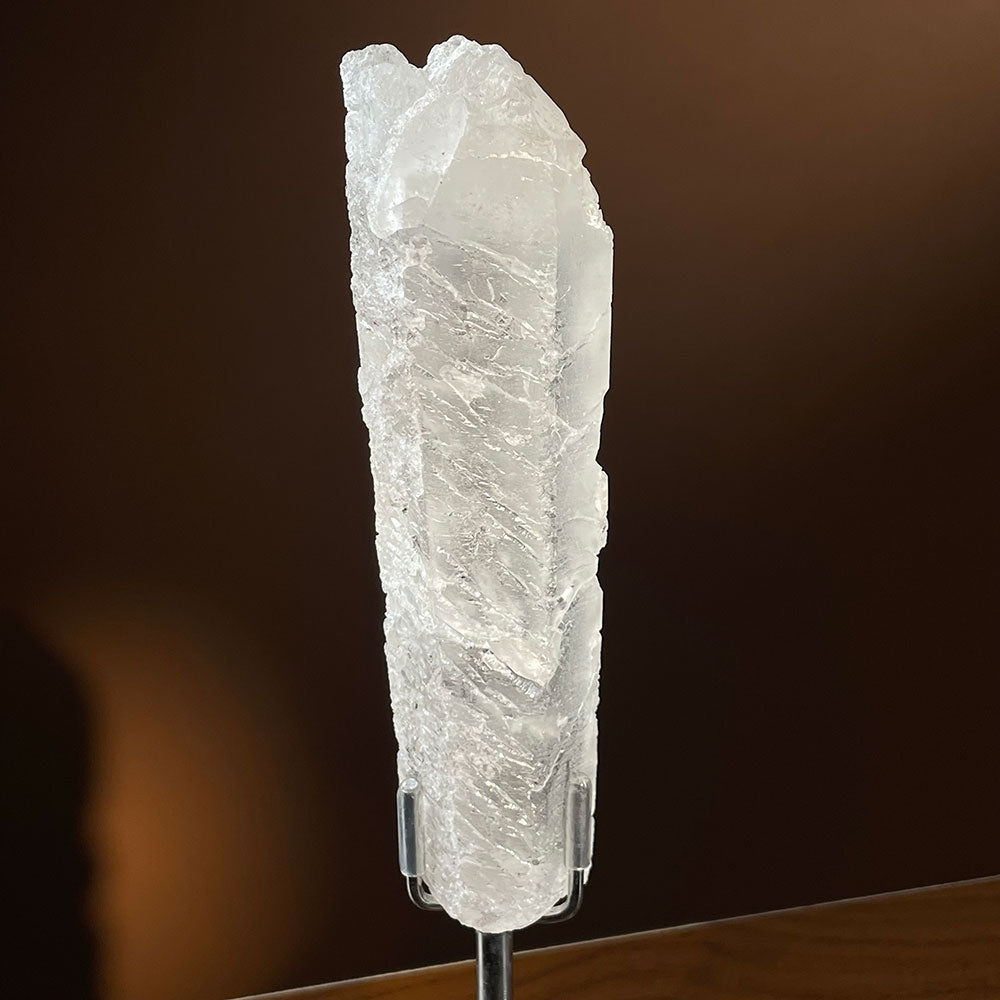 Natural Etched Growth Interference Quartz Crystal - Rare Ice Quartz Decor