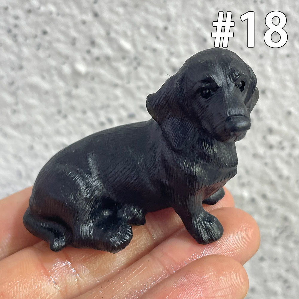 Natural Black Obsidian Dog Carving | Crystal Animal Totem