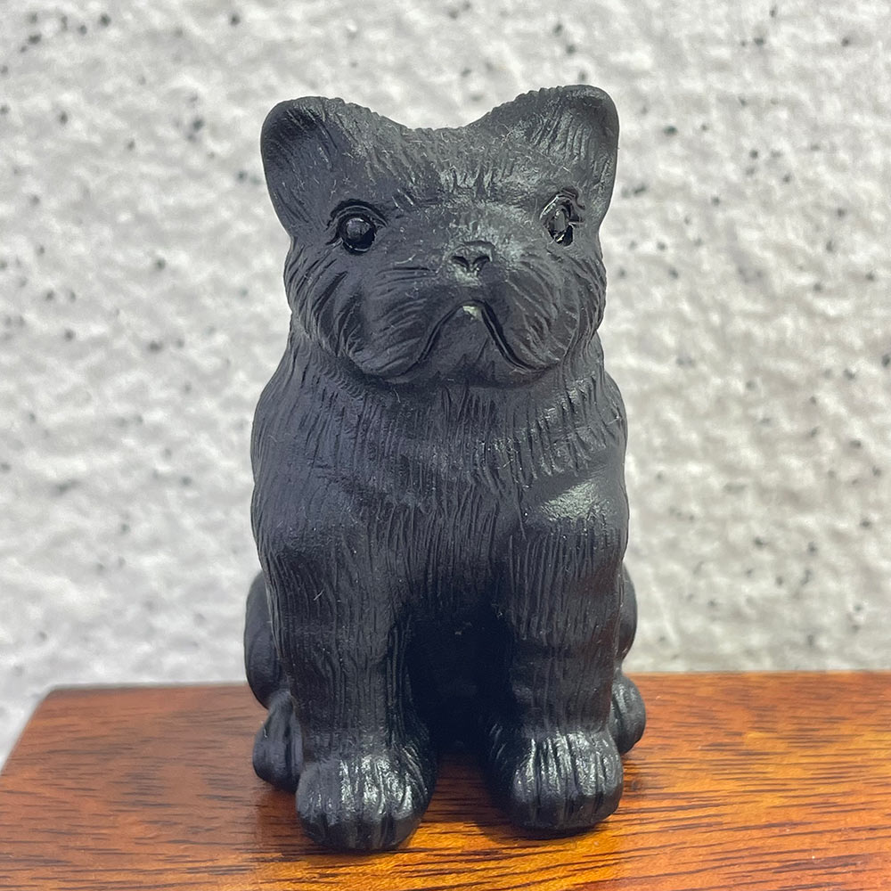 Natural Black Obsidian Dog Carving | Crystal Animal Totem
