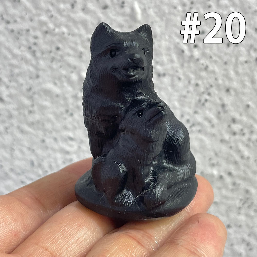 Natural Black Obsidian Dog Carving | Crystal Animal Totem