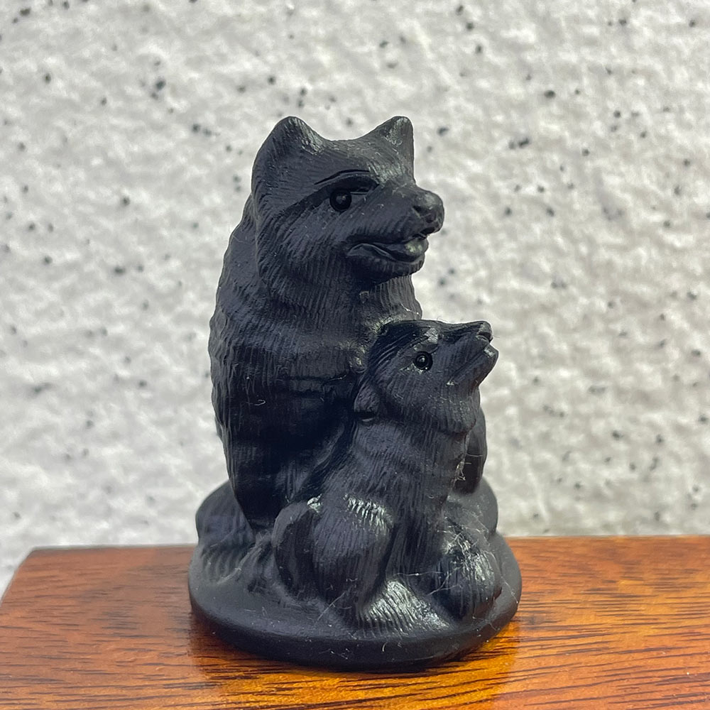 Natural Black Obsidian Dog Carving | Crystal Animal Totem