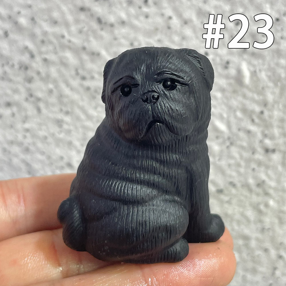Natural Black Obsidian Dog Carving | Crystal Animal Totem