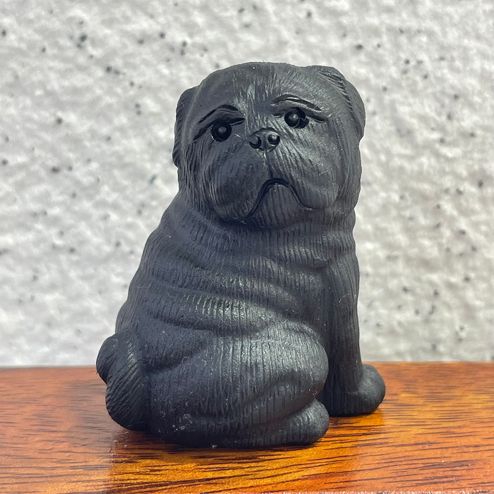 Natural Black Obsidian Dog Carving | Crystal Animal Totem