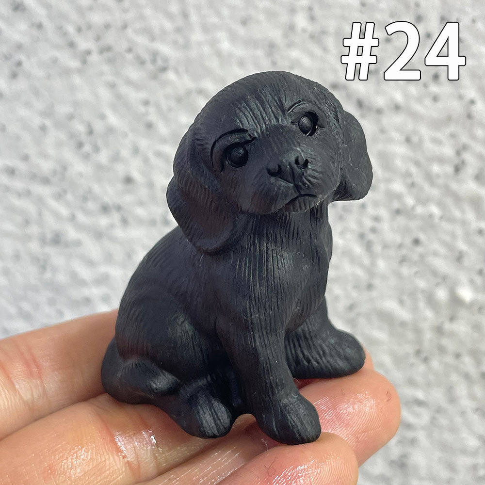 Natural Black Obsidian Dog Carving | Crystal Animal Totem
