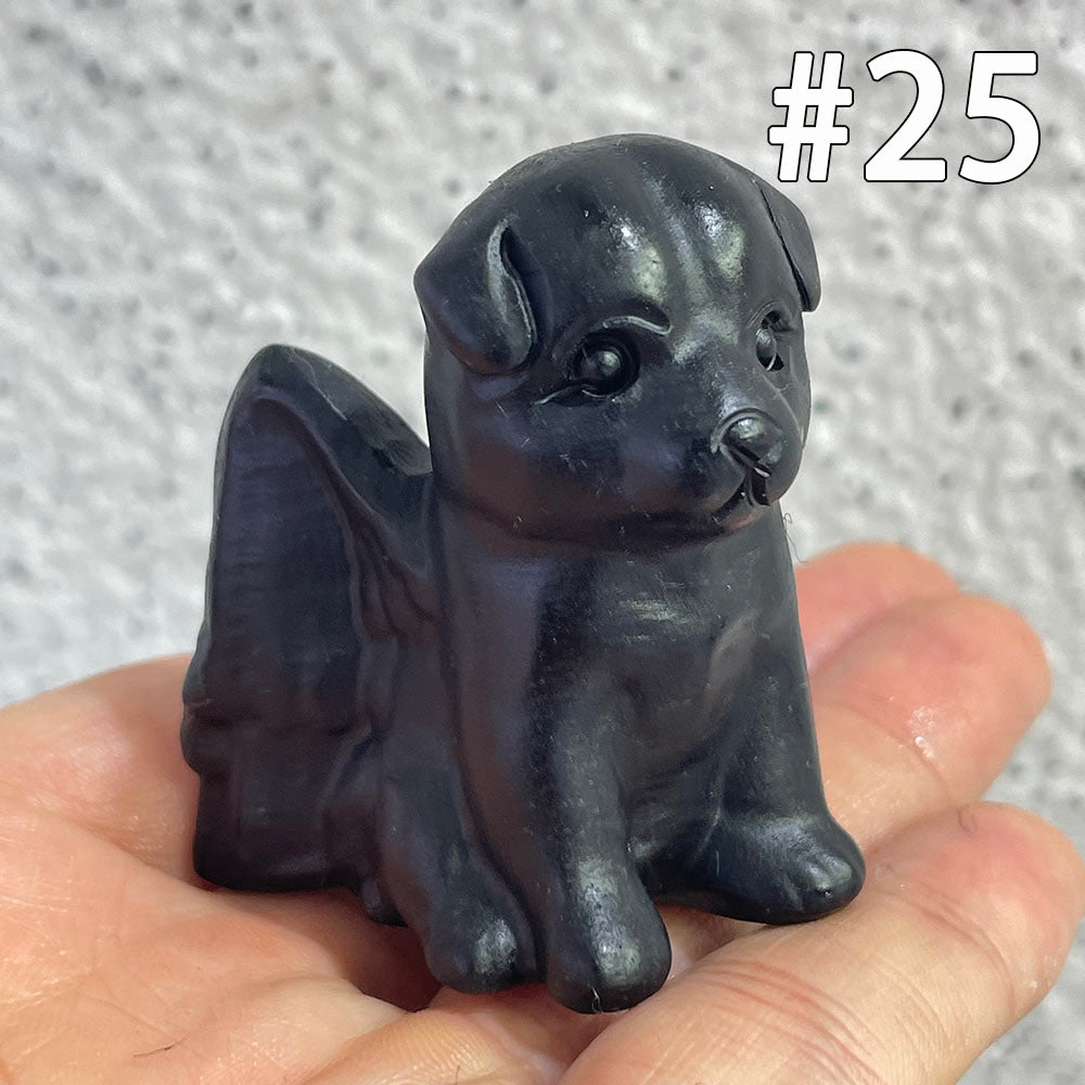 Natural Black Obsidian Dog Carving | Crystal Animal Totem