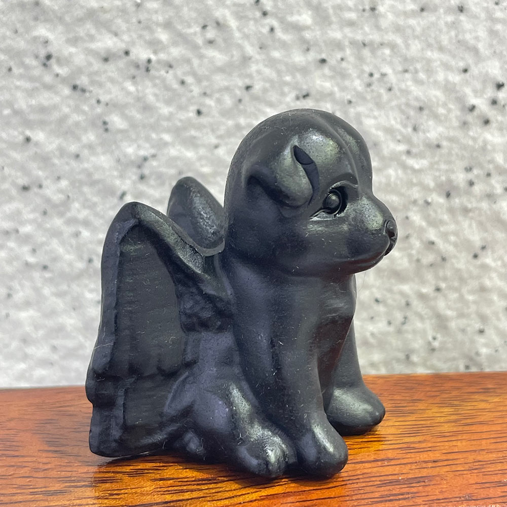 Natural Black Obsidian Dog Carving | Crystal Animal Totem