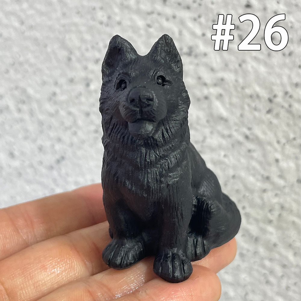 Natural Black Obsidian Dog Carving | Crystal Animal Totem