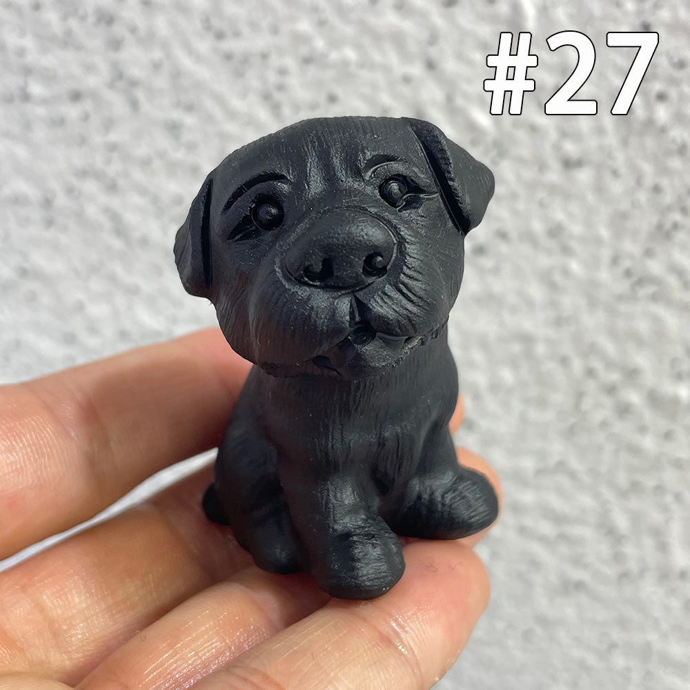 Natural Black Obsidian Dog Carving | Crystal Animal Totem