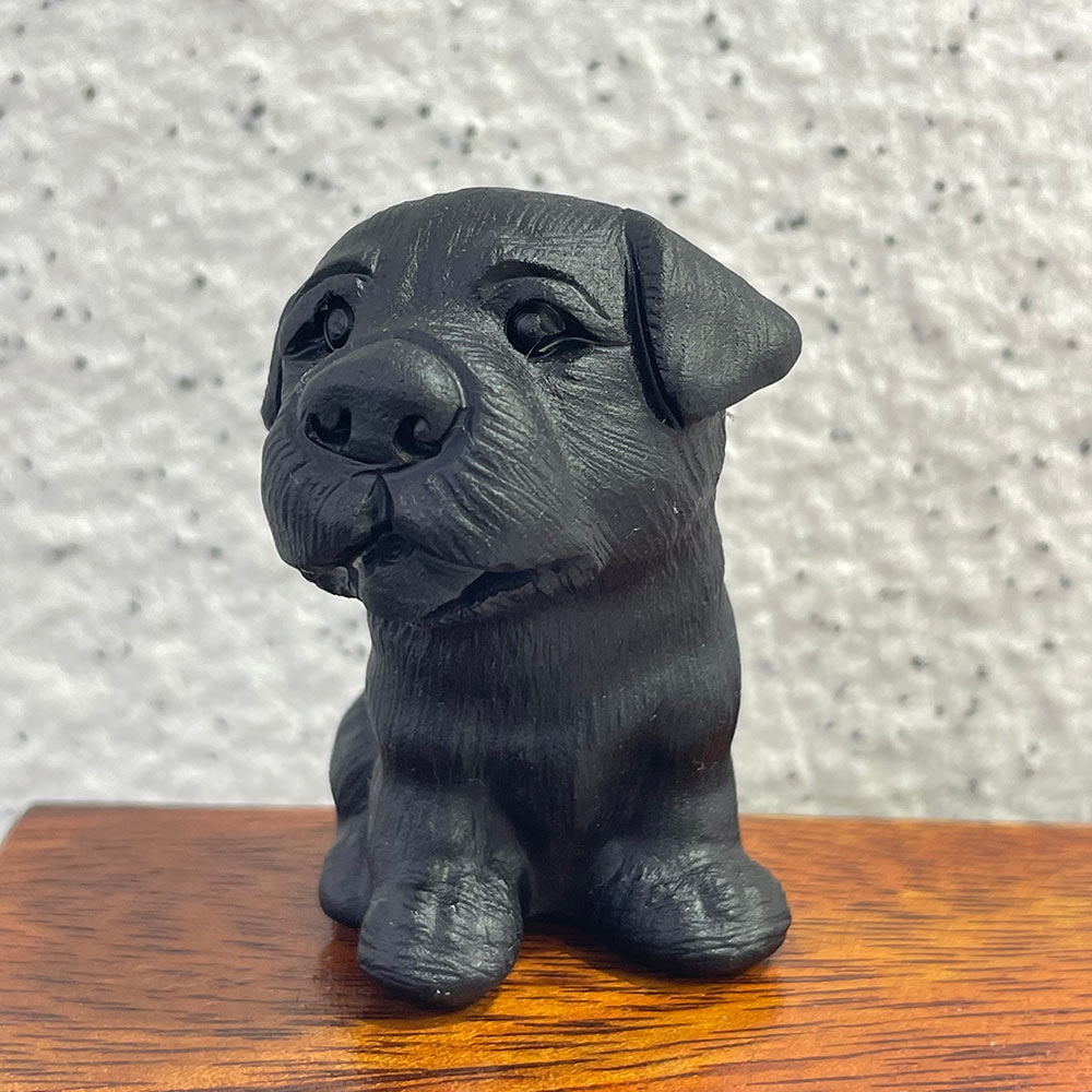 Natural Black Obsidian Dog Carving | Crystal Animal Totem